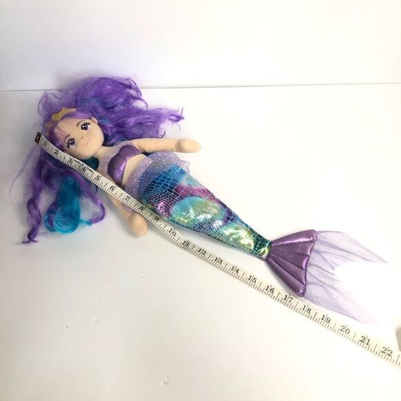 aurora sea sparkles 18 inch rainbow violet purple blue hair mermaid plush doll - Picture 4 of 7
